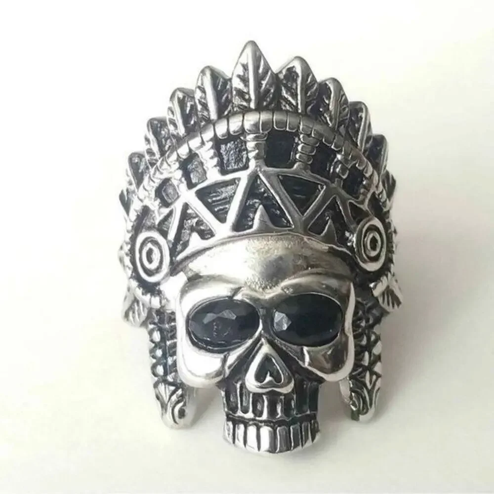 New stainless steel‎ skull biker ring size 13